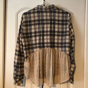 Anthropologie flannel-lace top